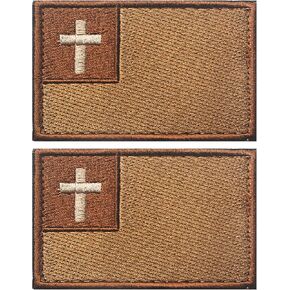 2 PCS Christian Flag Patch Christian Cross Patch Embroidered Patch Tactical Morale Patch Hook and Loop Applique Fastener(Green)