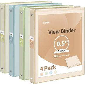 SUNEE 3 RING BINDER 1.5 بوصة 4 حزمة ، واضحة 1 1/2 بوصة عرض رابط ثلاثة حلقة PVC خالية