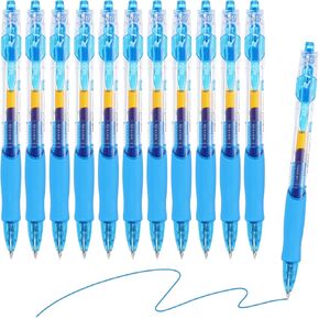M&G Gel Pen Medium Point 0.5mm, 12 Pack Quick Dry Smooth Retractable Blue Gel Ink Rollerball Pen for Home Office Writing Note Taking Journaling Business, Style 2