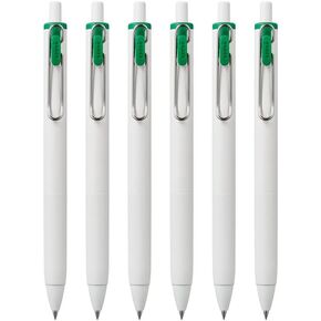 Uniball One Retractable Gel Pens, 0.5mm Micro Point, Green Ink, 6 Count