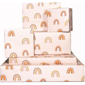 Central 23-6 Wrapping Paper Sheets - Pastel Rainbows - Birthday Gift Wrap for Women Girls Kids - Easter Paper - Baby Shower - Eco and Made in the UK