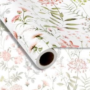 JarThenaAMCS Spring Vintage Floral Wrapping Paper -Mini Roll- Wildflower Gift Wrap Paper for Wedding Bridal Baby Shower Birthday Party Wrapping Supplies 17In x 32.8Ft
