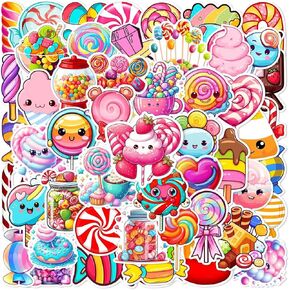 50 PCS لطيف الحلوى ملصقات الملصقات حلوى الحلوى حلوى فينيل مقاومة للماء ، شرس الحلوى اللطيف للهدية للهدية زجاجة زجاجة سكرابوكينغ ديكور غلاف كمبيوتر للأطفال