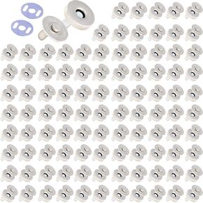 100 Sets Magnetic Snaps Magnetic Buttons Magnetic Snap Closures for Purses Bags Clothes Handbags,Magnetic Purse Closure Fasteners,Snaps for Sewing,DIY Craft (Silver)(18 mm)