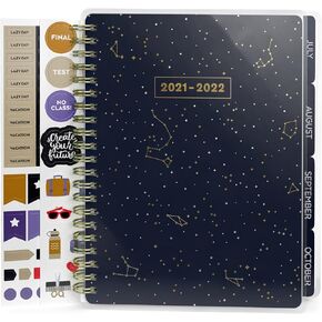 Arteza 2022 Monthly Planner, 205 Inner Pages, Black Brushstroke Design, 9.1 x 7.3 Inches – 12-Month Planner – Office Supplies to Track Plans & Stay Productive