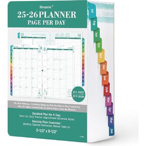 2025-2026 Planner Refills – Planner Refills 2025-2026, Jul.2025 - Jun.2026, 2 Pages Per Day Daily ＆ Monthly Planner, 5.5" x 8.4", Daily Tracker