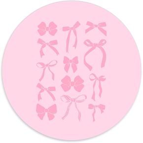 Coquette Pink Bow Mouse Pad ، لوحة الماوس المستديرة العصرية ، هدايا الفتاة في سن المراهقة ، القاعدة المطاطية غير المنقولة للمكاتب المنزلية ديكور مكتب المساكن 8.7x8.7 بوصة