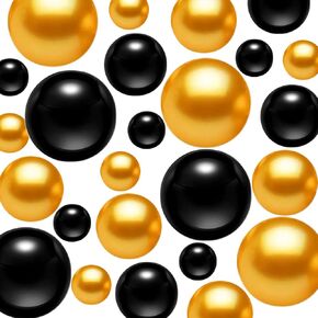 310Pcs Vase Filler Black Gold No Hole Faux Beads for Vase Filling Decorations, Candle Centerpieces, Wedding Centerpieces, Home Party Decor (8/14/20mm)