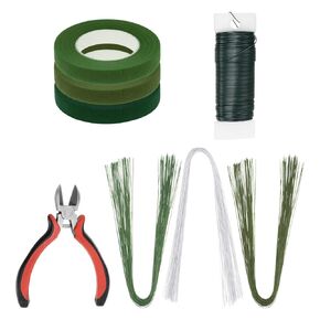 HARFINGTON Floral Arrangement Kit, 3 Rolls 30 Yards Floral Tape and Wire Cutter with Floral Stem Wire and 22 Gauge Green Floral Wire for Floral Arranging Bouquet Wrap
