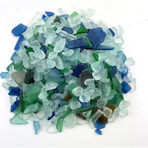 Heyiwell 1000g Assorted Sea Glass & Sea Glass Vase Filler for Beach Home Aquarium Decor DIY Craft Supplies 0.5"~1" Inch