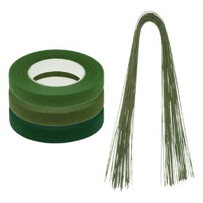 HARFINGTON Floral Arrangement Kit, 3 Rolls 30 Yards Floral Tape with Floral Stem Wire for Floral Arranging Bouquet Wrap