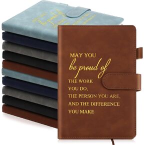 Roowest 10 Pcs Team Gifts for Employees Inspirational Notebook Thank You Gift Bulk A5 Leather Notebook Journal Motivational Notepad Appreciation Medical Assistant Gift (Classic Color)