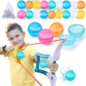 هالاند البالونات المائية القابلة لإعادة الاستخدام مع قاذفة -20 PCS كرة ماء قابلة لإعادة التعبئة ملء سريع لألعاب الشاطئ الصيفية الأنشطة في الهواء الطلق لعبة البلياردو للبلاد العمر 3 4 5 6 7 8+ لحفلات الفناء المائي.