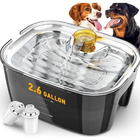 Dog Water Fountain, Dog Water Fountain for Large Dogs Stainless Steel, Large Dog Water Bowl Dispennser 2.6Gal 10L Pet Water Fountain, BPA Free