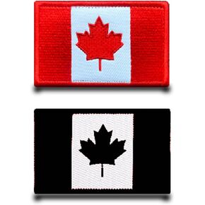 2 Pcs Canadian Maple Leaf CA Patch Tactical Military Canada Flag Patches,Professional Hook & Loop Embroidered for Backpacks,Caps,Vest,Clothes,Uniform,Bags,Jeans,Hats