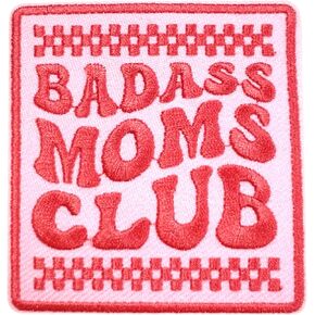 Bada*s Moms Club Patch 3 Inches Mother Day Mom Life Cool Moms Sassy Sarcastic Iron On/Sew On Embroidery Fabric Applique Patches for Trucker Hats Clothes Backpack DIY Accessories Friends Mom Gifts