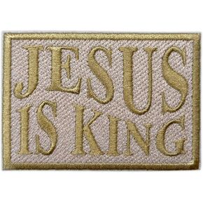 Jesus is King Patch, 3 Inches Sew On Iron On Patches Jesus Embroidery Patches for Clothes Backpacks Hats Jeans Bags, Religious Jesus Lover Embroidered Patches, DIY Iron On Patch for Christians