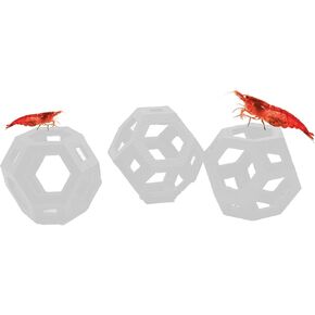 CTWPets Aquarium Dome 3 Pack Polygon Shrimp Hide | Aquarium Shrimp Decor Aquarium Hiding Spot (Forest Green)