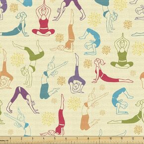 Ambesonne Retro Fabric by The Yard Sixties and Seventies Style Geometric Round Shaped Repeated Symmetric Design Fabric for Water Resistant for Outdoor Furnishing & Indoor Projects 1 Yard Orange Cream in Kuwait