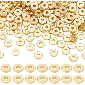 Ph Pandahall 200pcs 6mm مسطح Heishi Spacer Beads 18K Beads Beads Disced Discles Beads Brass Round Round Round Metal Beads for Heishi Clay Beads Summer Bikini Chain Hawaii Cackelet Making Making Making