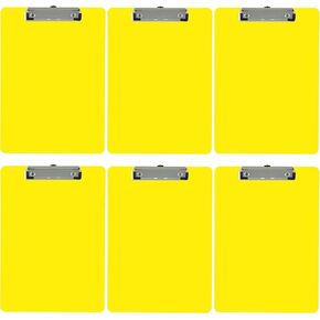 Trade Quest Plastic Clipboard Opaque Color Letter Size Low Profile Clip (Pack of 6) (Yellow)