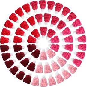 HyDren 150 Pcs Mini Knit Hats for Crafts Cute Wool Yarn Tiny Top Doll Hats Small Knitting Hair Accessories DIY Art Craft Jewelry Making(Assorted Color)