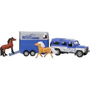 Breyer Horses Farms Land Rover and Tag-a-Long Trailer and Playset | Die Cast | 3.25" H x 10.5" L x 2.5" D | 2 Stablemates Horses Included | 1:32 Scale | Model #59216, Multi