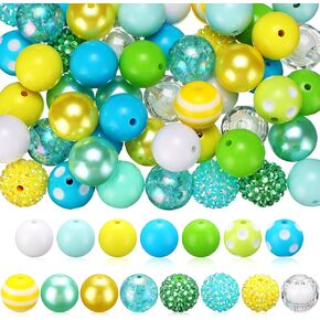 Sintuff 50 Pcs Bubblegum Beads 20 mm Bulk Spring Themed Beads Fresh Color Acrylic Plastic Beads Spacer Gumball Beads for DIY Bracelet Pendant Necklace