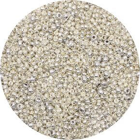 5000pcs Glass Seed Beads Bulk,3mm 8/0 Craft Seed Beads Small Pony Beads for DIY Craft Project Bracelet Necklace Jewelry Making - Titanium Silver Color Waist Beads Spacer Beads with Tweezers