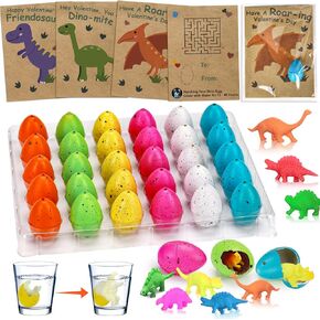 30PCS Hatching Dinosaur Eggs Valentines Cards for Kids School Classroom Novelty Dino Toys Valentine's Exchange Gifts for Toddler Boy Girl Class Party Favors Treat Bulk