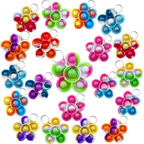 30 Packs Rainbow Flower Mini Pop Bubble Fidget Sensory Toys, Silicone Stress Relief Party Favors and Classroom Prize Gifts