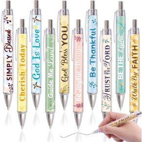 Fancy Land Christian Pens for Women Bible Verse Ballpoint Pen Religious Ink Pens Inspirational Quotes for Students Colleague Church School Office Gifts Supplies 10Pcs