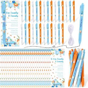 100 Pcs Baby Shower Party Favors Baby Shower Decorations 50 Ballpoint Pens with 50 Thank Tags for Guests Return Gifts Prizes Party Supplies (Brown,Red,Blue,White,Yellow,Cowboy Theme)