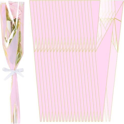 cipowm 100pcs single rose sleeves أبيض واحد تغليف الزهرة حقيبة الزهور باقة التعبئة والتغليف أكياس الزهرة لأكمام ترتيب الأزهار العرض in Kuwait