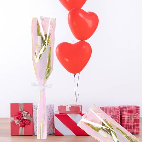 cipowm 100pcs single rose sleeves أبيض واحد تغليف الزهرة حقيبة الزهور باقة التعبئة والتغليف أكياس الزهرة لأكمام ترتيب الأزهار العرض in Kuwait