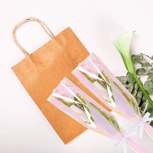 cipowm 100pcs single rose sleeves أبيض واحد تغليف الزهرة حقيبة الزهور باقة التعبئة والتغليف أكياس الزهرة لأكمام ترتيب الأزهار العرض in Kuwait