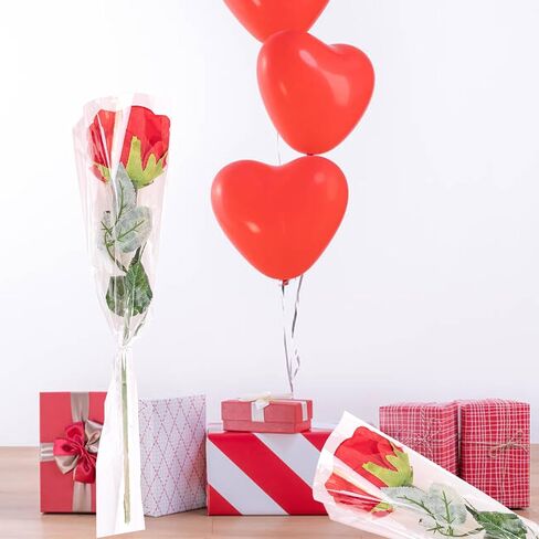 cipowm 100pcs single rose sleeves أبيض واحد تغليف الزهرة حقيبة الزهور باقة التعبئة والتغليف أكياس الزهرة لأكمام ترتيب الأزهار العرض in Kuwait