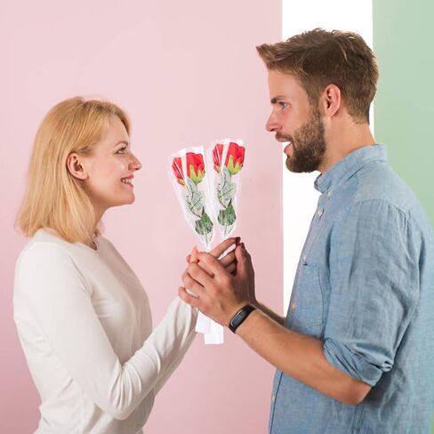 cipowm 100pcs single rose sleeves أبيض واحد تغليف الزهرة حقيبة الزهور باقة التعبئة والتغليف أكياس الزهرة لأكمام ترتيب الأزهار العرض in Kuwait