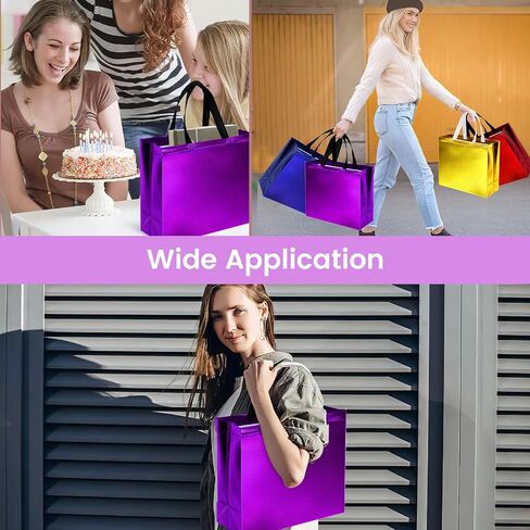 VGOODALL 15PCS Gift Bags with Handles, 12.6" x 5" x 11" Purple Reusable Gift Bags Bulk, Christmas Gift Bags, Goodie Bags, Large Party Favor Bags for Birthday Wedding in Kuwait