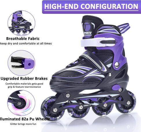 ERNAN Inline Roller Skates,Adjustable Inline Skate for Kids and Adults with Full Light Up Wheels,Outdoor Roller Blades for Boys and Girls, Men and Women in Saudi Arabia
