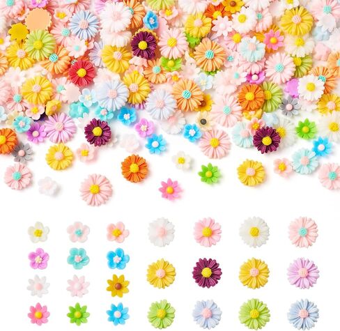 Craftdady 200 pcs Luminous Flower Resin Cabochons Grow in The Dark Flat Back Floral Beads No Hole DIY Flower Resin Cabochons for Jewelry Making Scrapbooking Embellishments Hair Clip Phone Case Decor in Saudi Arabia
