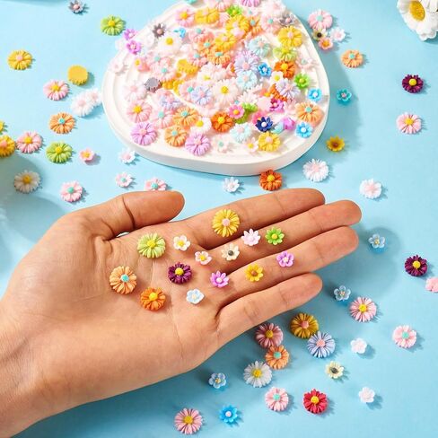 Craftdady 200 pcs Luminous Flower Resin Cabochons Grow in The Dark Flat Back Floral Beads No Hole DIY Flower Resin Cabochons for Jewelry Making Scrapbooking Embellishments Hair Clip Phone Case Decor in Saudi Arabia