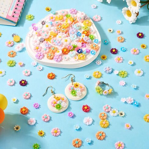 Craftdady 200 pcs Luminous Flower Resin Cabochons Grow in The Dark Flat Back Floral Beads No Hole DIY Flower Resin Cabochons for Jewelry Making Scrapbooking Embellishments Hair Clip Phone Case Decor in Saudi Arabia