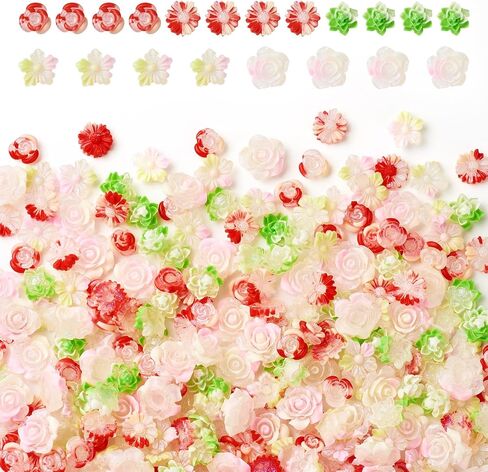 Craftdady 200 pcs Luminous Flower Resin Cabochons Grow in The Dark Flat Back Floral Beads No Hole DIY Flower Resin Cabochons for Jewelry Making Scrapbooking Embellishments Hair Clip Phone Case Decor in Saudi Arabia