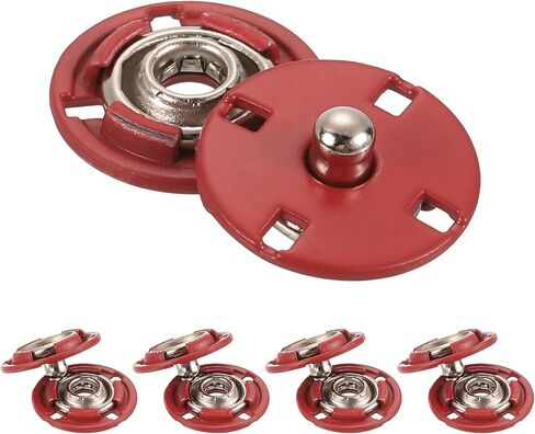 uxcell 5Pcs Snap Buttons, Metal Invisible Buckle Fasteners Press Studs Buttons for Clothing Leather Sewing (Gold, 25mm) in Kuwait