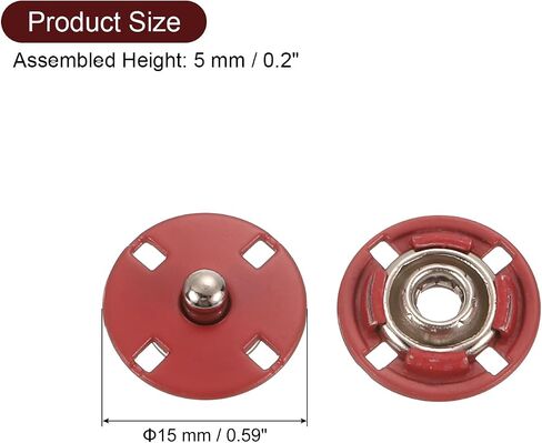 uxcell 5Pcs Snap Buttons, Metal Invisible Buckle Fasteners Press Studs Buttons for Clothing Leather Sewing (Gold, 25mm) in Kuwait