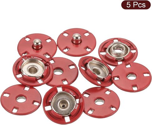 uxcell 5Pcs Snap Buttons, Metal Invisible Buckle Fasteners Press Studs Buttons for Clothing Leather Sewing (Gold, 25mm) in Kuwait