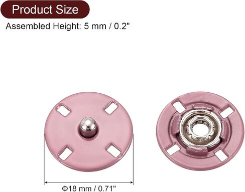 uxcell 5Pcs Snap Buttons, Metal Invisible Buckle Fasteners Press Studs Buttons for Clothing Leather Sewing (Gold, 25mm) in Kuwait