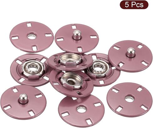 uxcell 5Pcs Snap Buttons, Metal Invisible Buckle Fasteners Press Studs Buttons for Clothing Leather Sewing (Gold, 25mm) in Kuwait