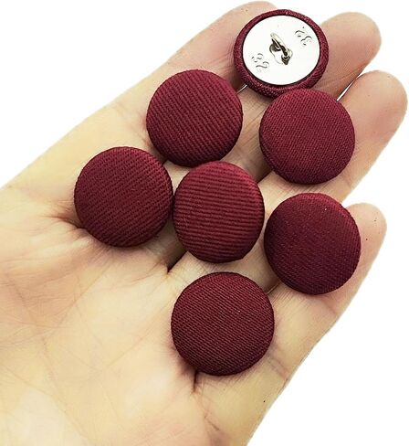 20PC Sewing Satin Fabric Cloth Covered Buttons with Metal Shank Round Buttons for DIY Sewing Clothing Craft Buttons, Burgundy, 25mm in Saudi Arabia